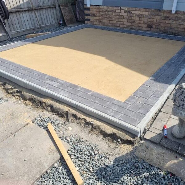 artificial grass with block paved border basildon essex 03