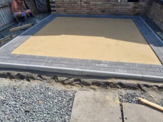 artificial grass with block paved border basildon essex 04