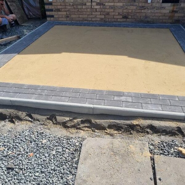 artificial grass with block paved border basildon essex 04