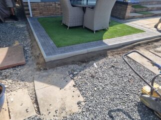 artificial grass with block paved border basildon essex 05