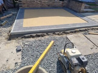 artificial grass with block paved border basildon essex 06