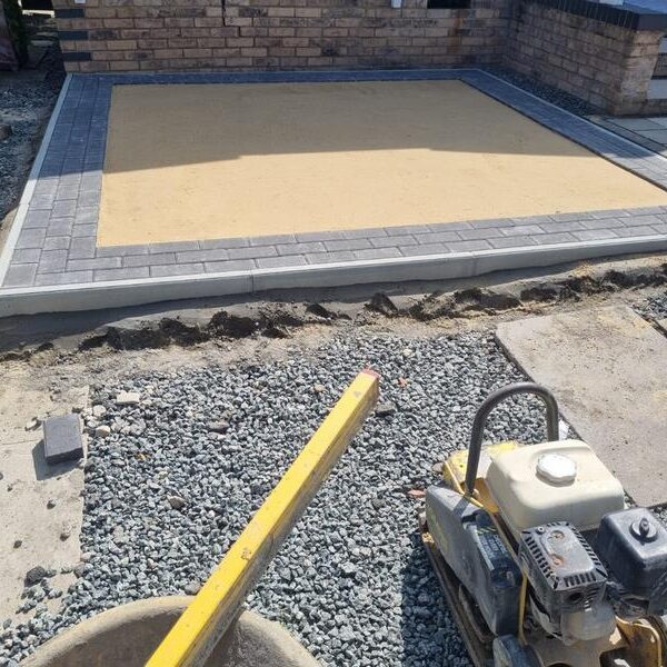 artificial grass with block paved border basildon essex 06