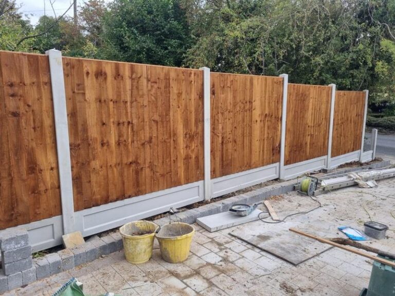new fence concrete posts gravel close board feather edge pressure treated panels in billericay 07