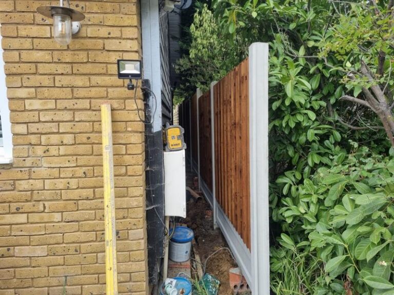 new fence concrete posts gravel close board feather edge pressure treated panels in billericay 10