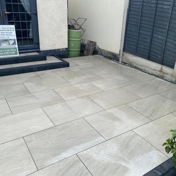 porcelain patio with steps charcoal edgings leigh on sea 07